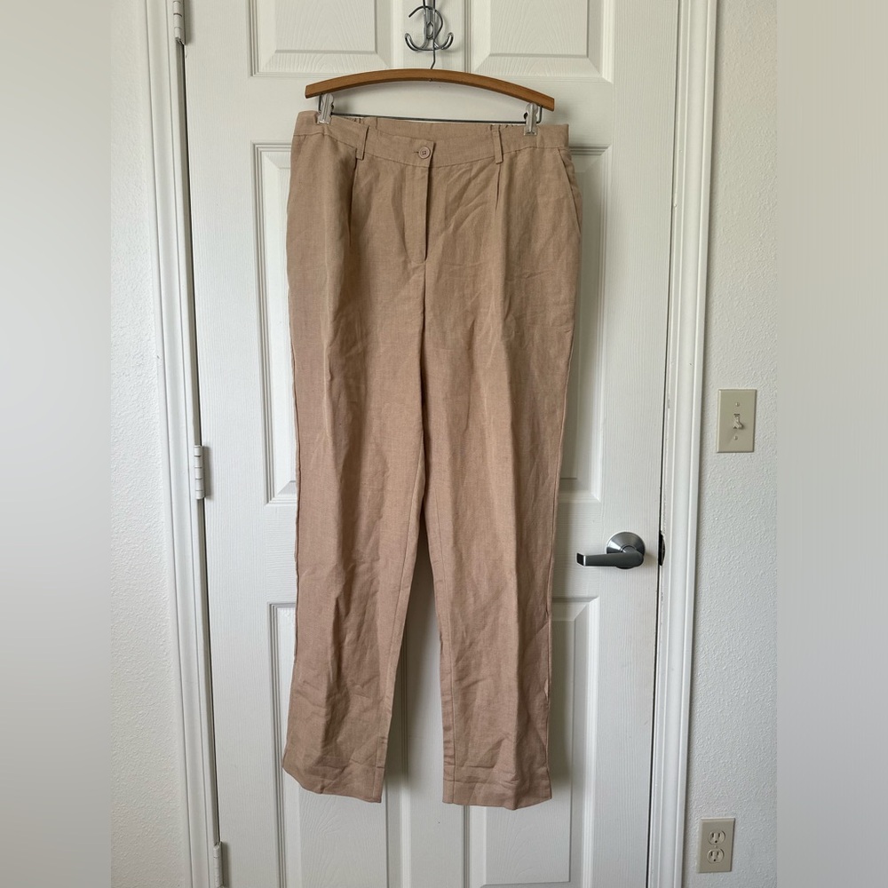 Jessica London Tan Linen Blend Pants